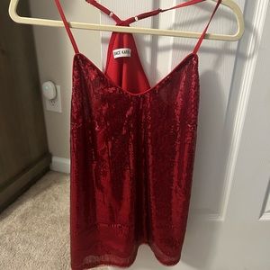 Red sequin tank top